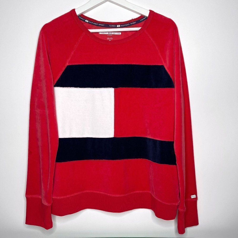 TOMMY HILFIGER | Colorblock Velvet Sweatshirt | Women’s | M | GUC